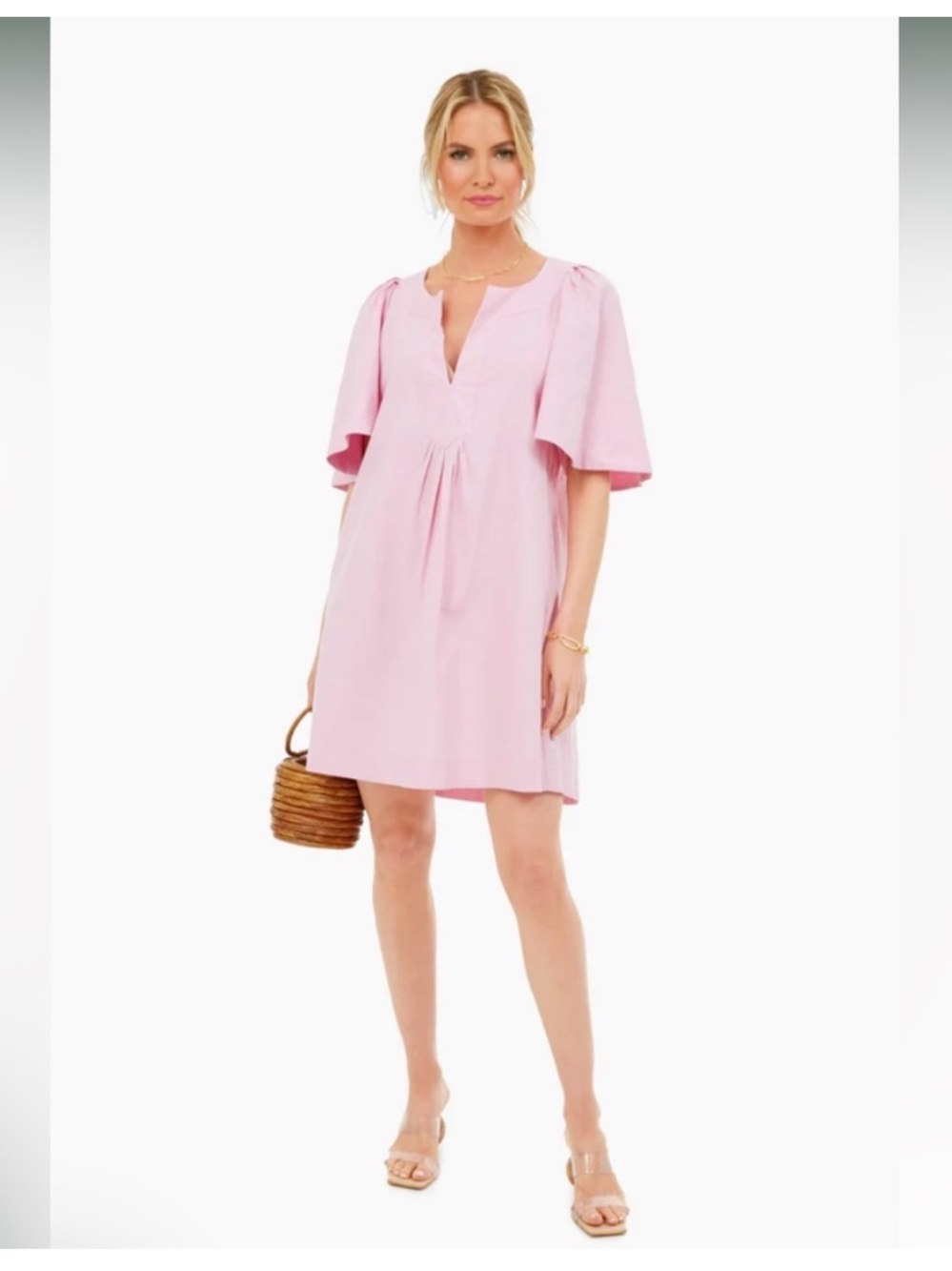 Tuckernuck Pomander Place Finley Flutter Sleeve Mauve Pink Mini Dress Size XS
